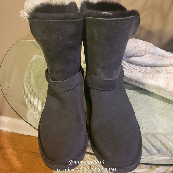 UGG Women's Syden Black Suede Sheepskin Cuffable Boots 1120702  Sz 9M NWT #609 - Picture 10 of 15
